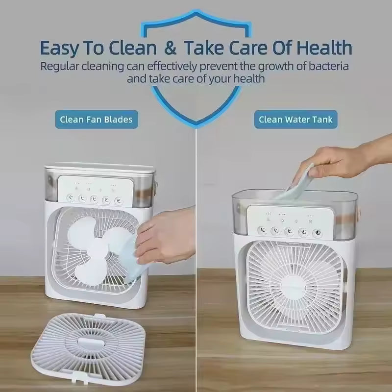 Ventilador Portátil con Humidificador y Luces LED