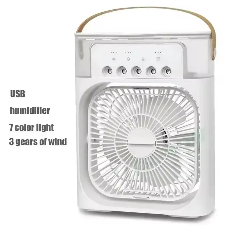 Ventilador Portátil con Humidificador y Luces LED